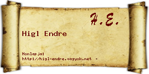 Higl Endre névjegykártya